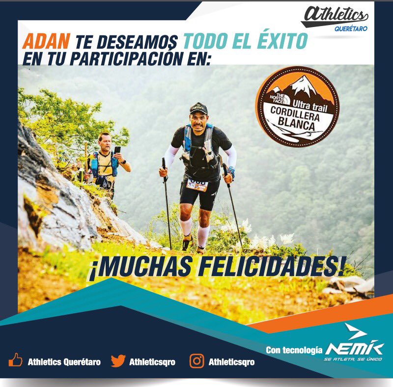 AthleticsQro's tweet photo. Desde Querétaro enviamos porras a nuestro amigo Adan y que ese Ultra Cordillera Blanca sea un éxito más alcanzado!!!
#SeAtleta #SeUnico #SeNemik #yoelegicorrer https://t.co/LvezweMX2X