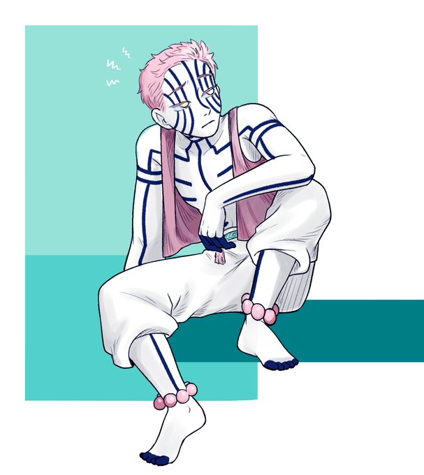 ❆ han ❆さんがTwitterに投稿した猗窩座(鬼滅の刃)のイラスト。