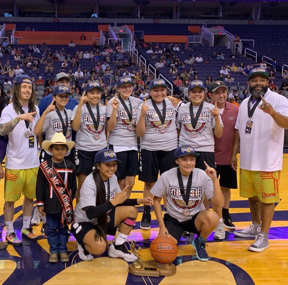 JAEB8S's tweet photo. NM Elite 2022 made history at the 2019 NABI tournament. All freshmen team went 8-0 to win the Gold Division. Played against the best indigenous teams in the world...amazing experience. #NABI2019 #Fresh7 https://t.co/6dSWcFGUmT
