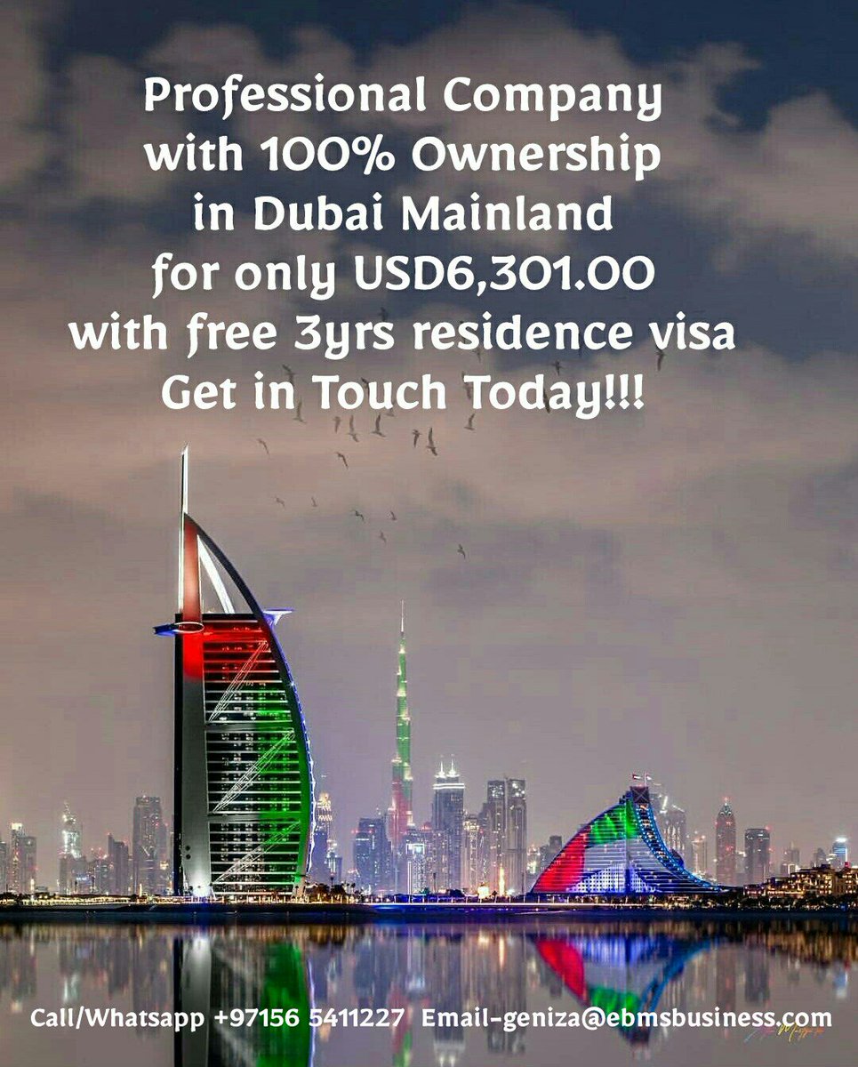 Genizah20181's tweet photo. Setting Up a Business in UAE is been faster &amp; easier if you find a right door to set up through Open your Dubai Mainland Company through EBMS Business Services Today and avail our limited time offer 
Get in Touch with your Business Consultant Now
 Email: geniza@ebmsbusiness.com https://t.co/2KkNyKaDnR