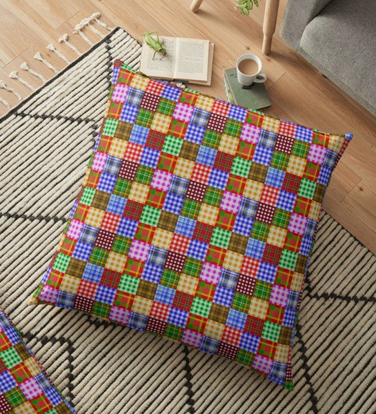Patchwork of Plaid and Gingham Floor Pillows redbubble.com/people/markuk9… via <a href="/redbubble/">Redbubble</a> #patchwork #pattern #mixed #multicolour #cloth #weave #gingham #plaid #pretty #various #fabric #bright #colourful #square #effect #tiles #repeating