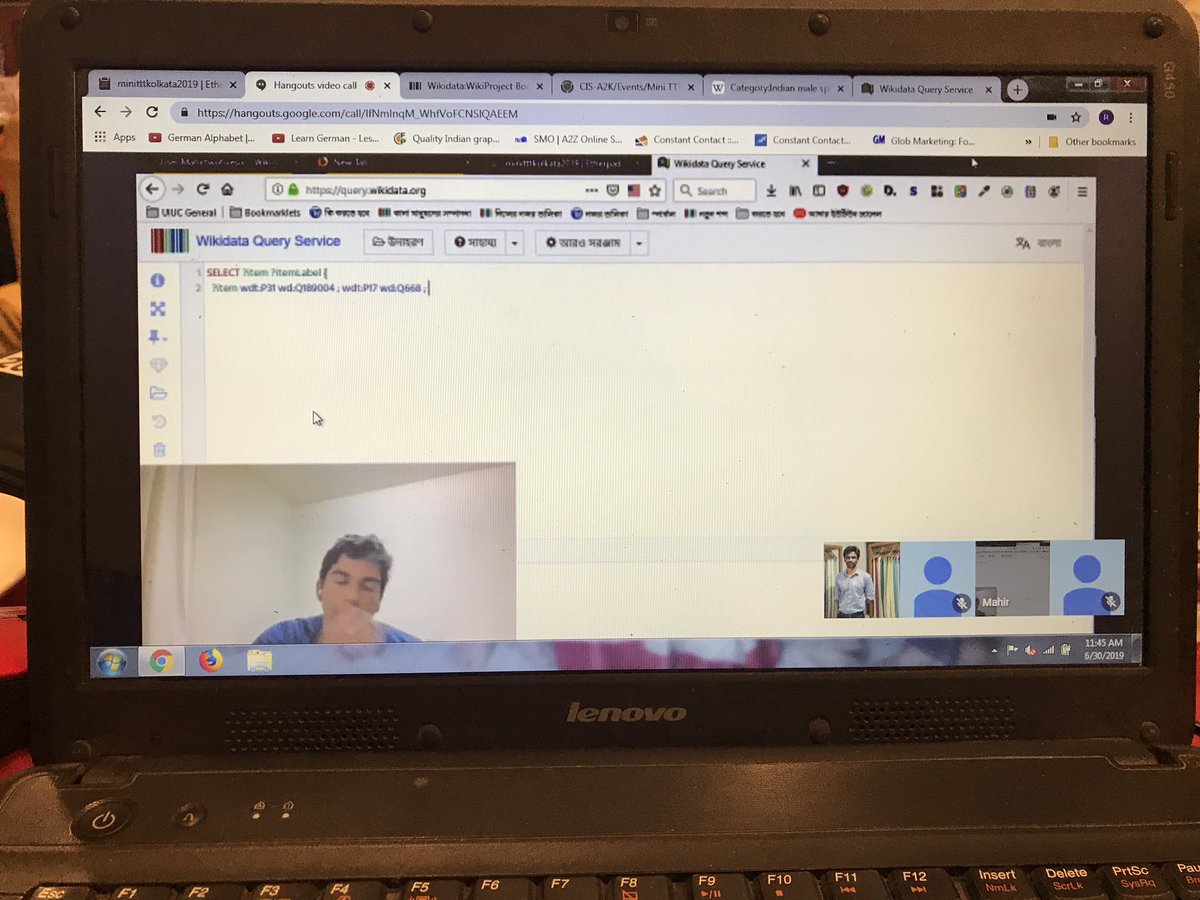 Day2: MTTT and <a href="/Wikimedia/">Wikimedia Foundation</a> Workshop in #Kolkata, a videoconference presentation on <a href="/Wikidata/">Wikidata</a> by Mahir Morshed
<a href="/wikipedia/">Wikipedia</a> <a href="/wbwikimedians/">West Bengal Wikimedian UG/পশ্চিমবঙ্গের উইকিমিডিয়ান</a> #Wikipedia #wikidata