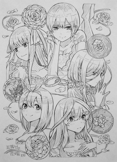 五等分の花嫁のEDまとめて描いたなもっ。
みんな素敵なも～っ。うっとりなも～。
#五等分の花嫁 #模写
#絵描きさんと繋がりたい
#アニメ好きと繋がりたい 