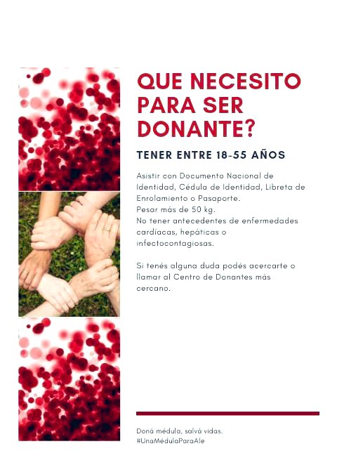 Alejandro tiene Leucemia Linfoblastica Aguda. Necesita una médula urgente y hasta el momento no hay donante compatible. 
Alejandro se le acaba el tiempo. Tiene 27 años y una vida por delante!! 
 #UnaMedulaParaAle
Info para poder ayudar! @Dr_Fest2019