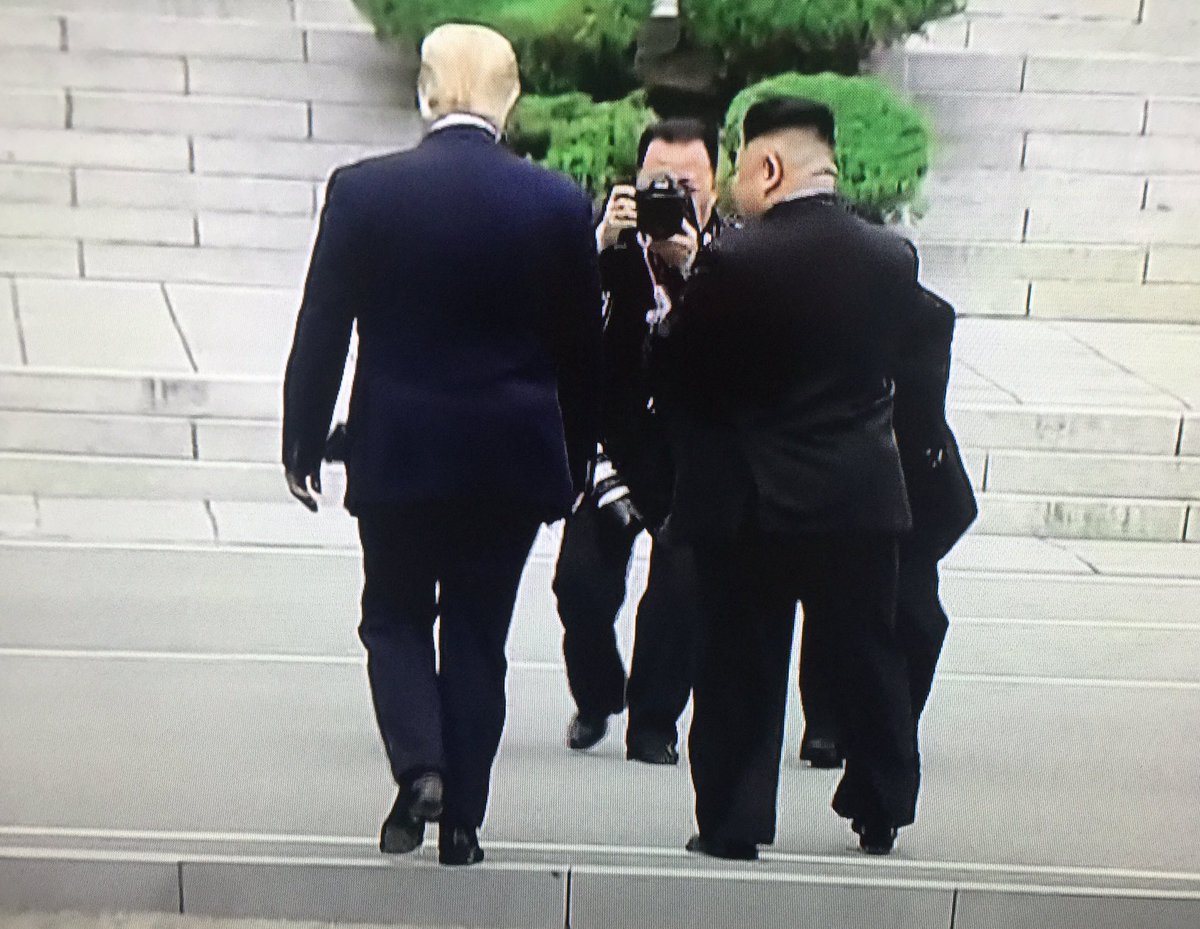 CorinnePulitzer's tweet photo. Excited to watch history being made as @POTUS meets #ChairmanKim at the #DMZ &amp; steps over the line into #NorthKorea becoming the first US President to do so! https://t.co/38wyIgqFFO