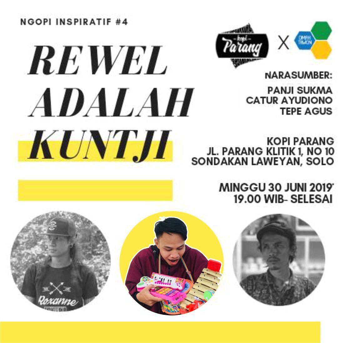 Mendapat undangan untuk mengisi kreatif sharing di  Ngopi Inspiratif #4. Bersama dua rekan nyeni lainya <a href="/buruhseni/">Panji Sukma</a> dan @tepeags akan berbagi proses kreatif music toys composing. .. ..