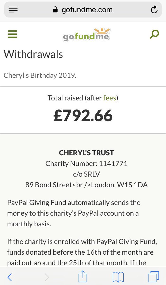 CheryIsTrust's tweet photo. Happy birthday @CherylOfficial 🎁🎈❣️  
In what has become tradition, your fans have donated to your Trust in honour of your birthday. 
A total of over £820 was raised (£792 minus fees) https://t.co/JKT3wuzrvn 
With love, your soldiers x 
(PS Same time next year) #CherylsTrust 🌹 https://t.co/ccmCudMLu8