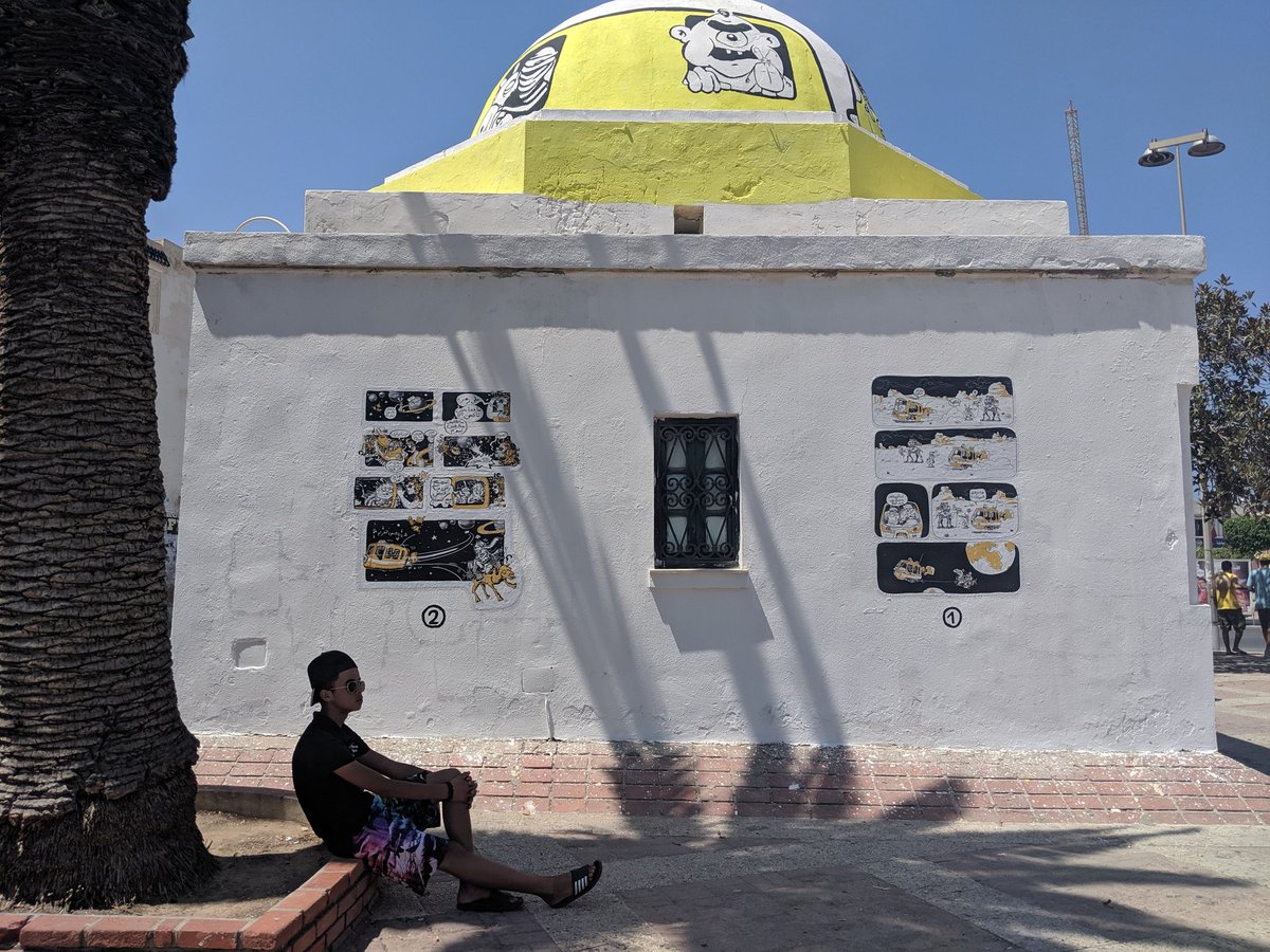 Fhtagn's tweet image. A complete comic tagged on an abandoned monument in downtown #sousse by the #Lab619 team for the #utopiesvisuelles #UV2 @ElbirouArt