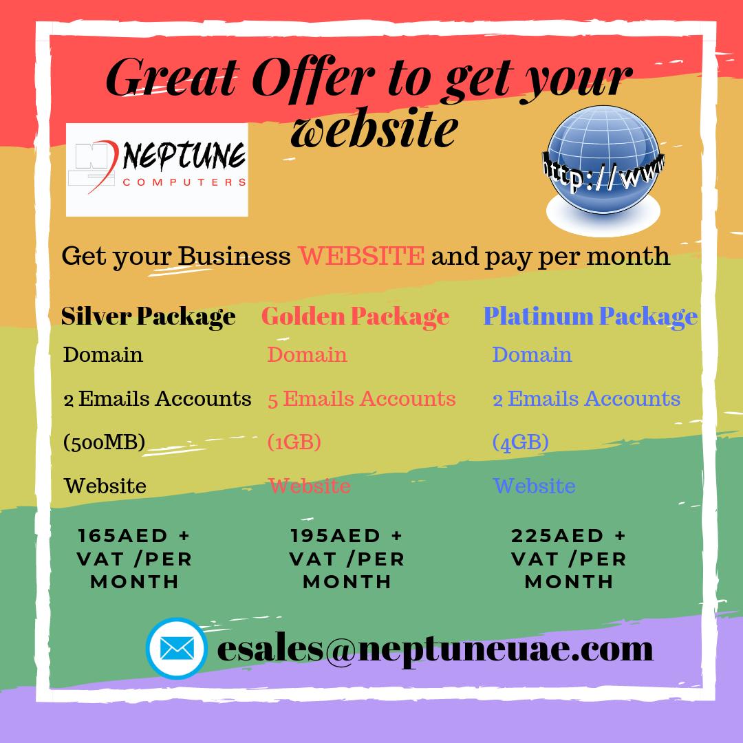 NeptuneComputer's tweet image. If you don't have website yet here is best deal for short period of time 😀 
for more details send to: esales@neptuneuae.com