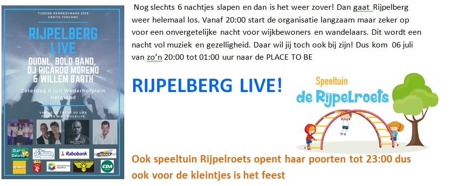 Nog even en duizenden wandelaars lopen hun route door Helmond. Rijpelberg heeft een mooi &amp; gezellig feestje voor bewoners en wandelaars in petto!
