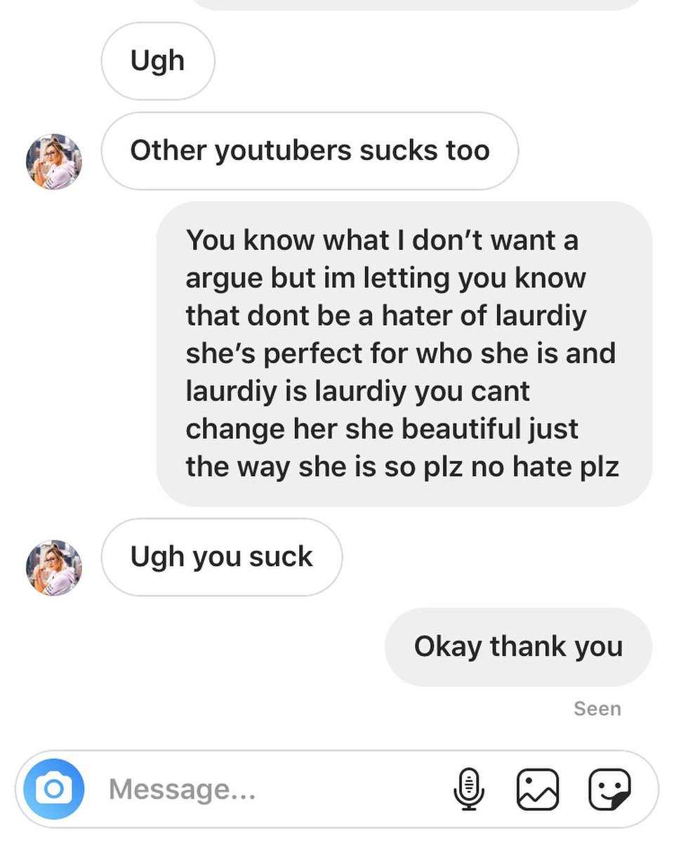 PWassabian's tweet photo. I’m dying what did she say...! This is from insta her name is @leauremoose in ig and she hated laurdiy and I’m dying...
•
•
•
• @laurDIY @AlexWassabi @JeremyMichael22 #laurex #prettylittlelaurs #prettylittlewassabian #wassabi #wassabian https://t.co/ualj9I0C8I