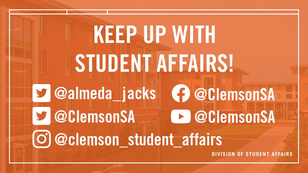 ClemsonSA's tweet image. It's #WorldSocialMediaDay! Make sure you're staying up-to-date with all of the latest from Clemson Student Affairs by following us on each of our channels ⤵️  #ExperienceConnection