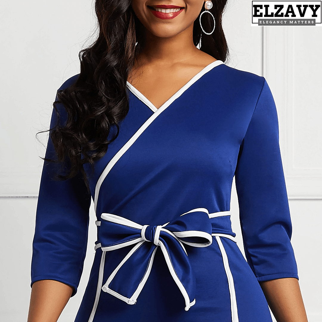ElzavyBrand's tweet photo. Long Sleeves Mermaid Falbala V-Neck Midi Dress. This women Bowknot dress look Elegant and suitable for Female Party, Christmas and Dinner. #styleinspro #stylishlook #topfashiontrends #trendyglamgal #wardrobechallenge #whatwore #yosoyfashionclubrd #casuals #casualstyle #casualwear https://t.co/oK5xd5oeT4