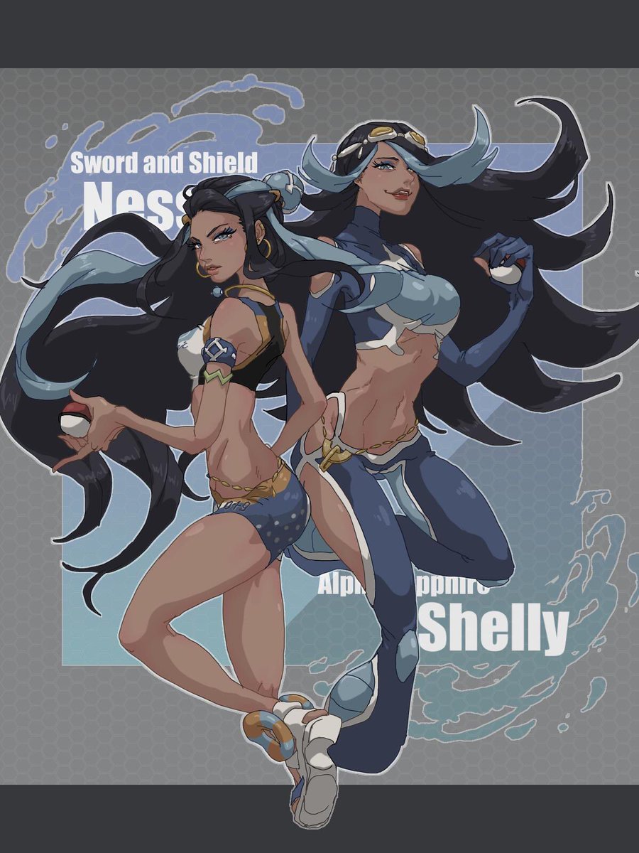 ルリナ(ポケモン) 「?Nessa and Shelly? 」|ラベルのイラスト