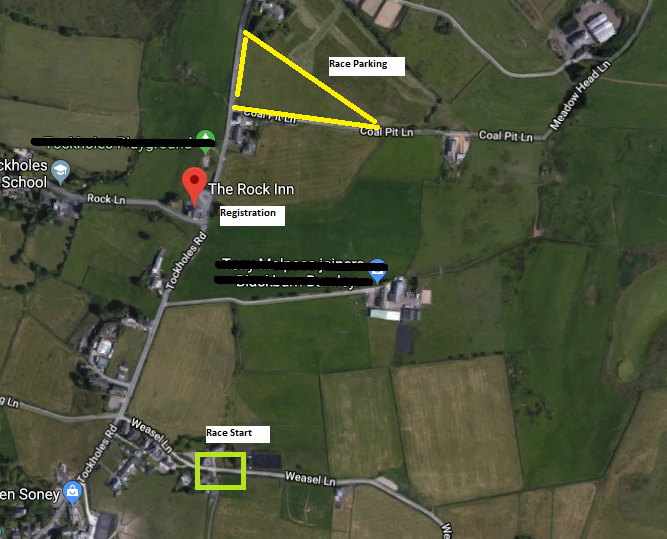 RACE INFO - DO NOT park on the pub car park or village hall car park under any circumstances - ONLY park in the field marked with the yellow lines on the below image...there will be marshal's to show you where to park so please follow their instructions...please RT #fellrunning