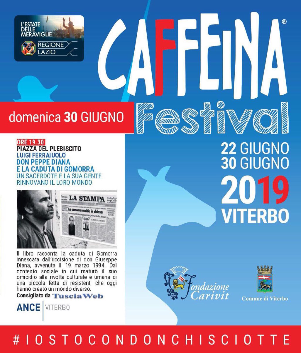 Stasera al <a href="/CaffeinaCultura/">Caffeina</a> alle 19.30 in #piazzadelplebiscito a #Viterbo <a href="/luigiferraiuolo/">luigi ferraiuolo</a> racconta #donpeppedianaelacadutadigomorra pubblicato da <a href="/SanPaoloEditore/">Gruppo Editoriale San Paolo</a>
Il miracolo di #donpeppediana e la rivoluzione contro #gomorra di #casaldiprincipe