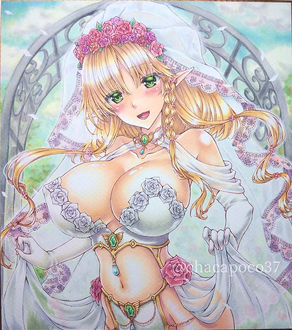 エルフの花嫁さん
スキャンだとどうしても用紙の凹凸が強調されちゃって気になってたので、スマホで撮ってみました😊
スキャンもスマホも得手不得手があるな～。それとも私のスキャンの性能が低いのかな?? 