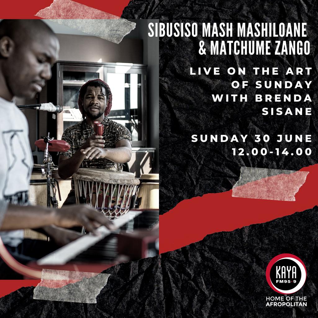 isupportdoyou's tweet photo. Join @sibu_mash and #matchumezango live on @kayafm95dot9 - The Art of Sunday with @BrendaSisane from 12pm when they share all about their collaboration and share some music with you. 

#pontemaputodurban @SouthernAfrArts @ConcertsSA https://t.co/8Kh5gPKkya