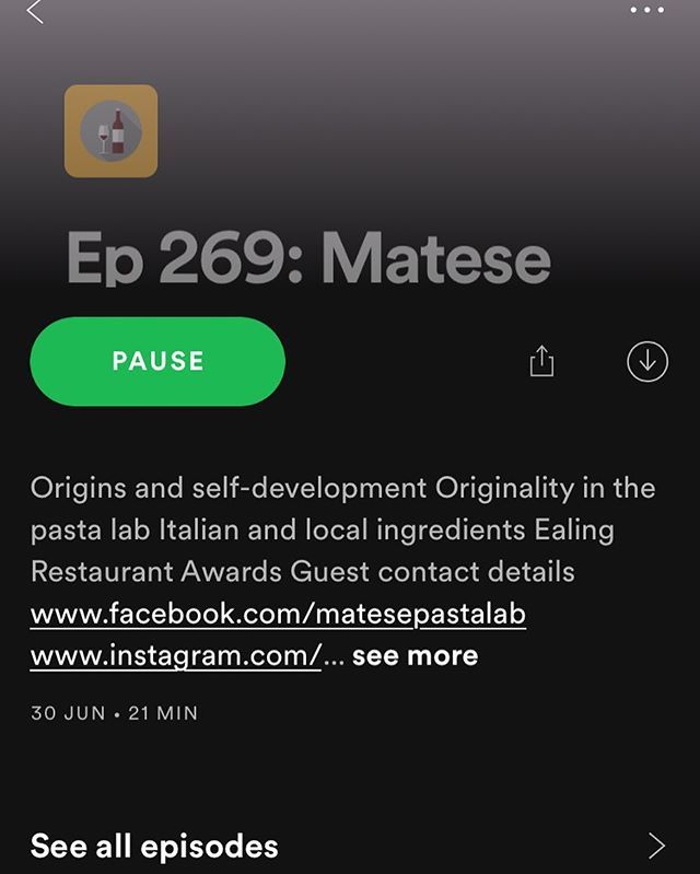 The next episode from @interpretingwine is out and it’s the second in the two-part interviews about the Ealing Restaurant Awards. This time it’s with our #ERAS winner, @matese_pasta_lab and it’s brilliant! Won’t lie, we’re hungry now listening to it, per… ift.tt/2Ylc8yw