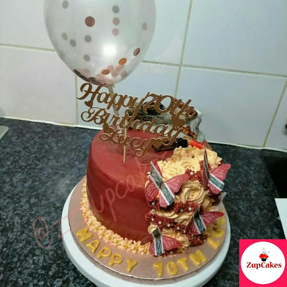ZariPersaud's tweet photo. #AuntieLucy #Happybirthday #70th #surprise #RoseGold #winered #Ediblebutterflies #ediblefondantdecorations #Trinidad #tobago #Cakeballoon #tawa #bailna #fireside #pot #puknie #broom #threelayer #sponge #burgundybuttercream https://t.co/8JK9BETvpI