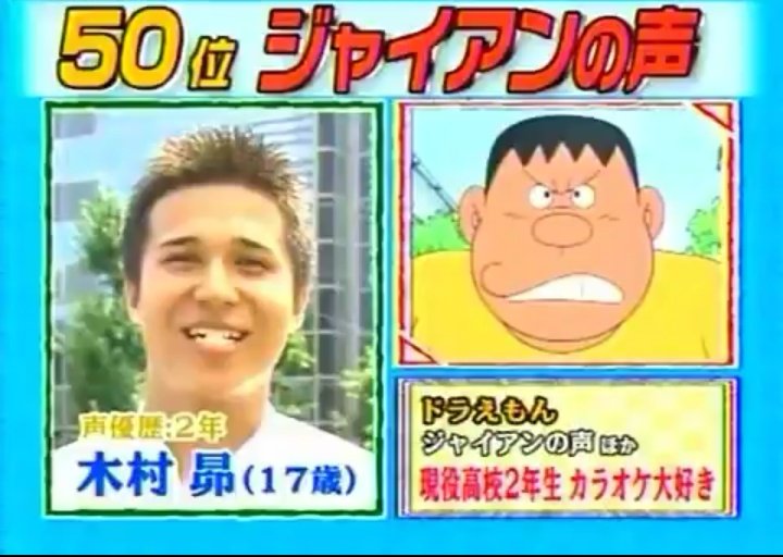 早稲田大学ドラえもん研究会 遅ればせながら 昨日は 現ジャイアン役である 木村昴 さんのお誕生日でした 奇しくも ジャイアンと同じ月に生まれ また ジャイアンのように妹思いのお兄さんという一面を持つ木村さん これからも日本一のガキ大将の声に