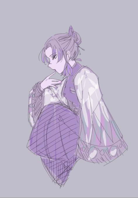 もなかさんがTwitterに投稿した胡蝶しのぶ(鬼滅の刃)のイラスト。