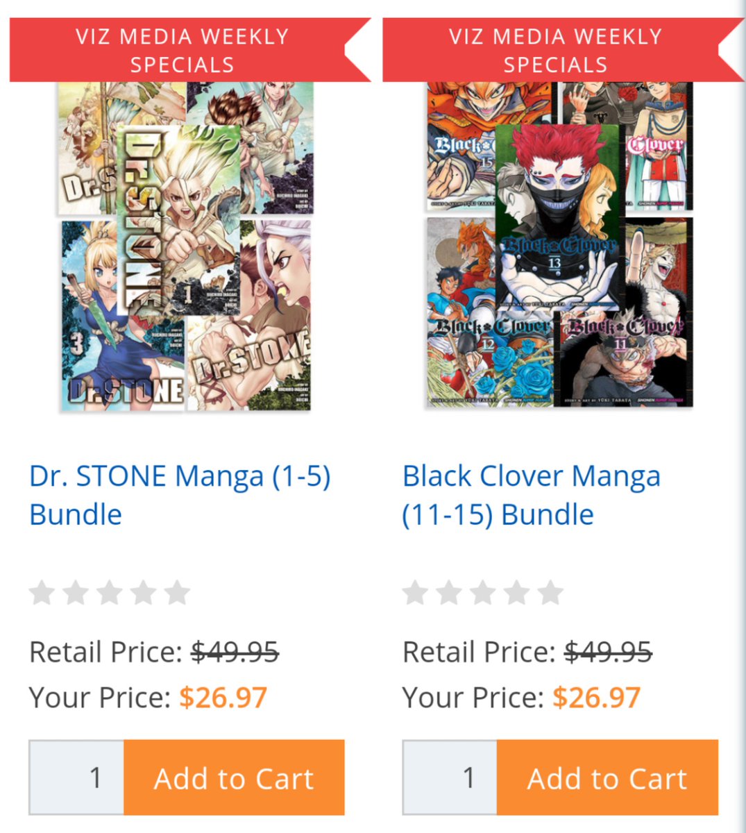 Broke Otaku This Week Manga Volumes Of Dr Stone Black Clover And Yu Yu Hakusho Are 5 49 Each Bundles Are Also Available T Co Hswyce1z2b T Co 7vxdk498d7