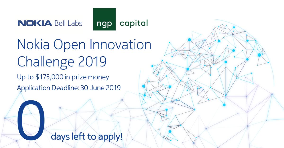 Bell Labs (@belllabs) on Twitter photo Please retweet and share! 
Today is the final day to apply for the $175,000 Nokia Open Innovation Challenge with our partners <a href="/ngpcapital/">NGP Capital</a>!
Apply now: nokia.ly/2EIJ3W6
#industrialautomation #IoT #IIoT #robotics #AI #AR #VR #5G #manufacturing #automation #4IR Please retweet and share! 
Today is the final day to apply for the $175,000 Nokia Open Innovation Challenge with our partners <a href="/ngpcapital/">NGP Capital</a>!
Apply now: nokia.ly/2EIJ3W6
#industrialautomation #IoT #IIoT #robotics #AI #AR #VR #5G #manufacturing #automation #4IR