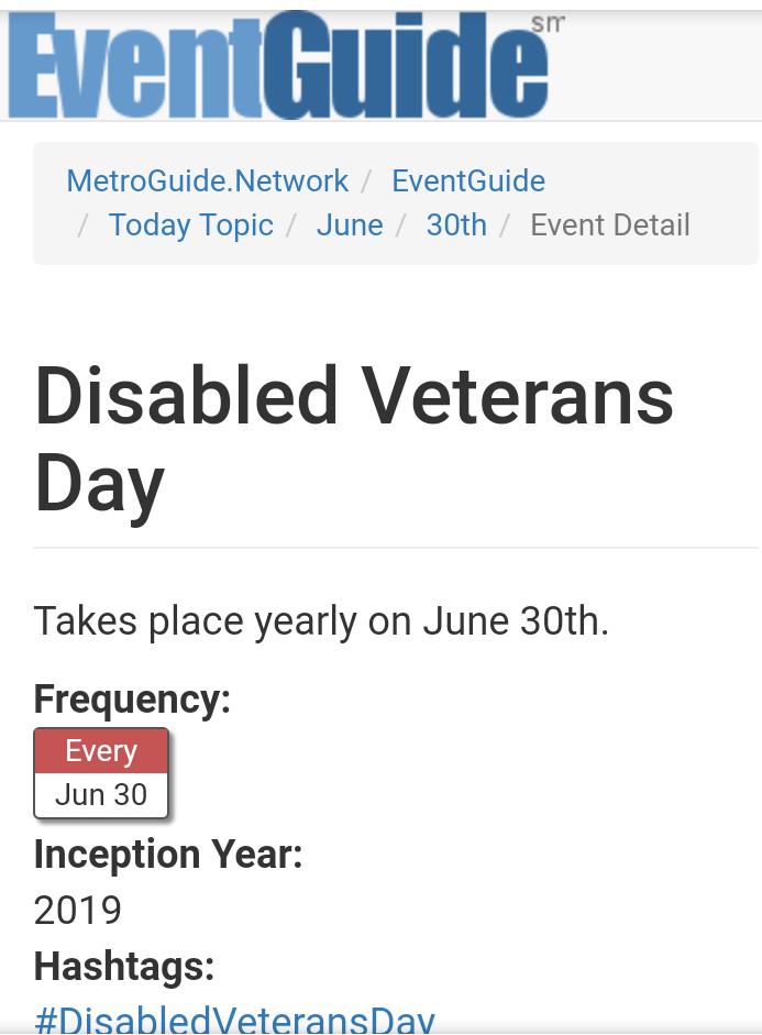 dvday630's tweet photo. https://t.co/xByrXfdn6i

Disabled Veterans Day™ on EventGuide

#dvday #dvday630 https://t.co/pQ31AFqaT6