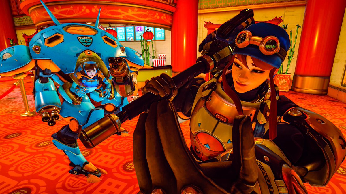 BadGamerElite's tweet photo. That one time when @frankie_perrin and I spent the first 30 seconds of the match in spawn emoting for pics. @PlayOverwatch #Overwatch #briggette #dva #Gametography #virtualpbotography #VGPUnite https://t.co/FHdQfkY0w7