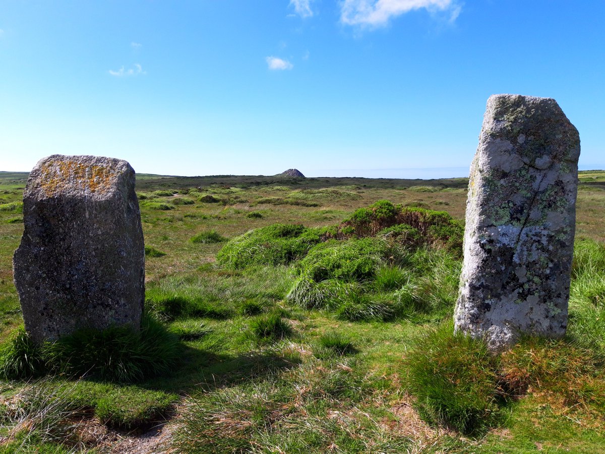 The skyline on the moors behind Zennor is dominated by the twin-peaked tor enclosure of Carn Galver. There are some remains of a settlement on it but there's also a school of thought that thinks Carn Galver the objective of an ancient processional route. #PrehistoryOfPenwith