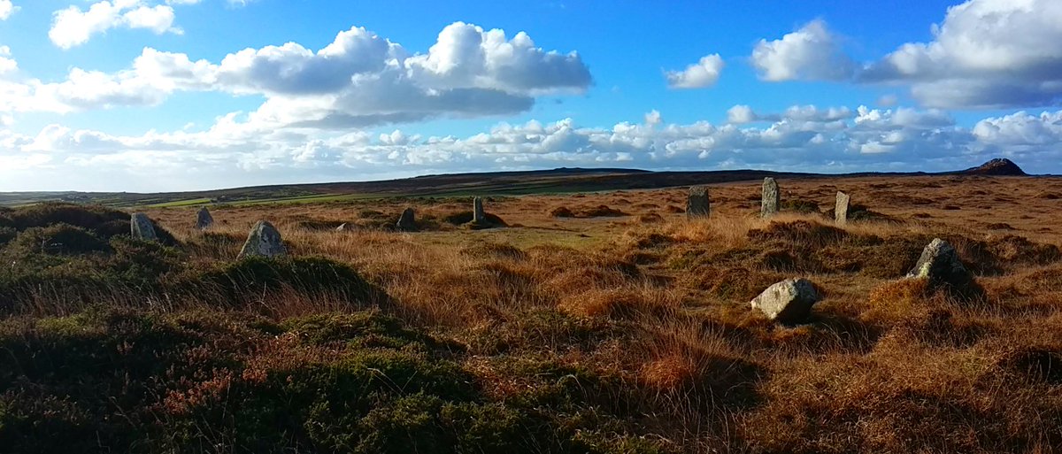 There are many ancient monuments nearby and Carn Galver is visible from most of them. I walked through some of the stone circles and standing stones to Carn Galver today and followed what I supposed was part of the processional route. #PrehistoryOfPenwith