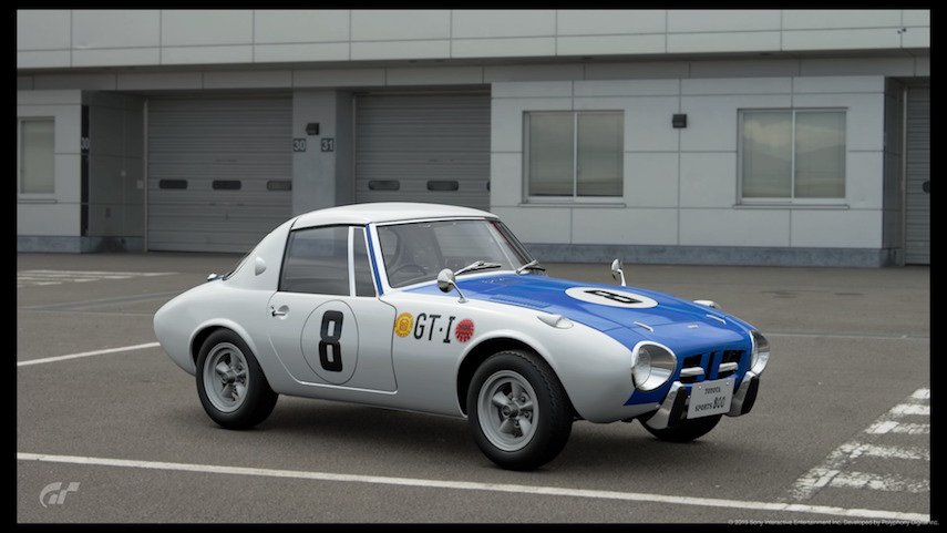 1966年の第3回日本グランプリでクラス優勝した高橋利昭氏のトヨタスポーツ800を造ってみた。 ホイールも合うものが無かったので適当なのを履かせた。 　 GT SPORT