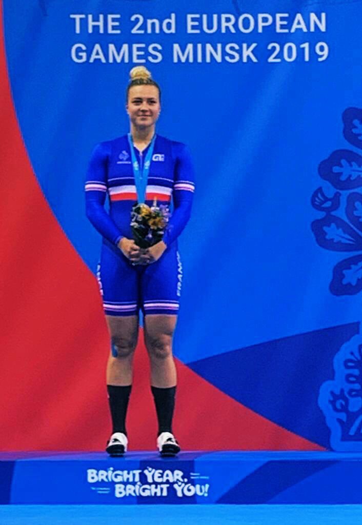 #JeuxEuropéens En #cyclisme sur piste, <a href="/gros_mathilde/">Mathilde_GROS</a> décroche la médaille d’argent de la #vitesse individuelle ! #Minsk2019 #espritbleu