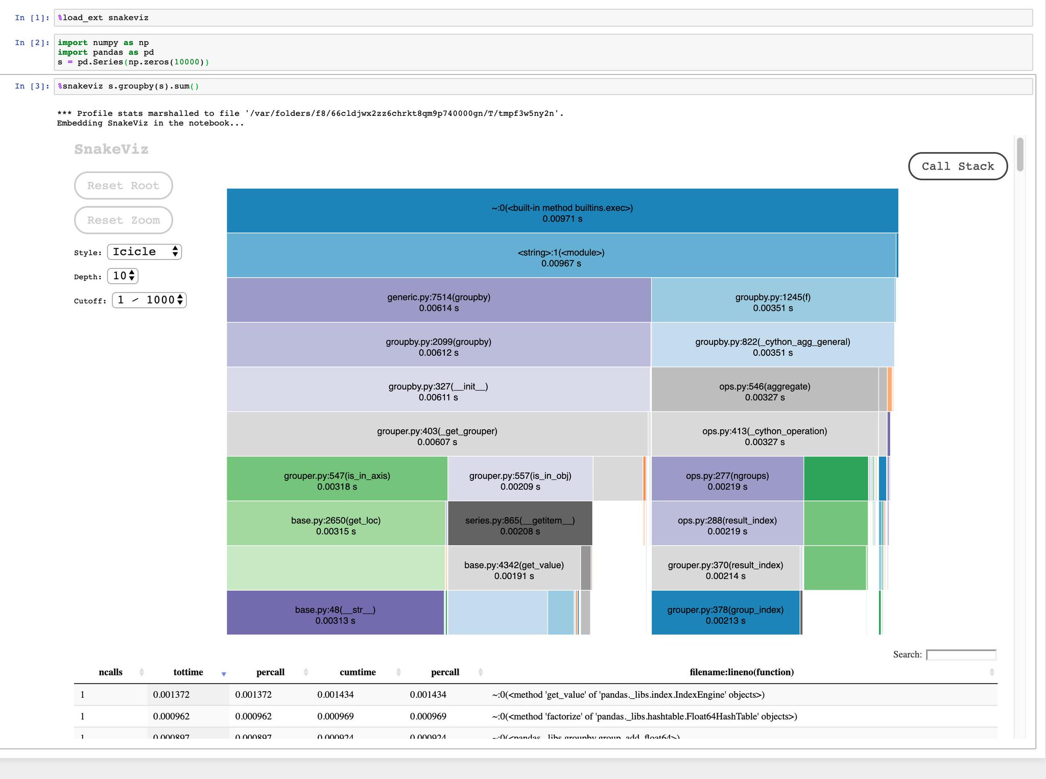 Snakeviz output in Jupyter