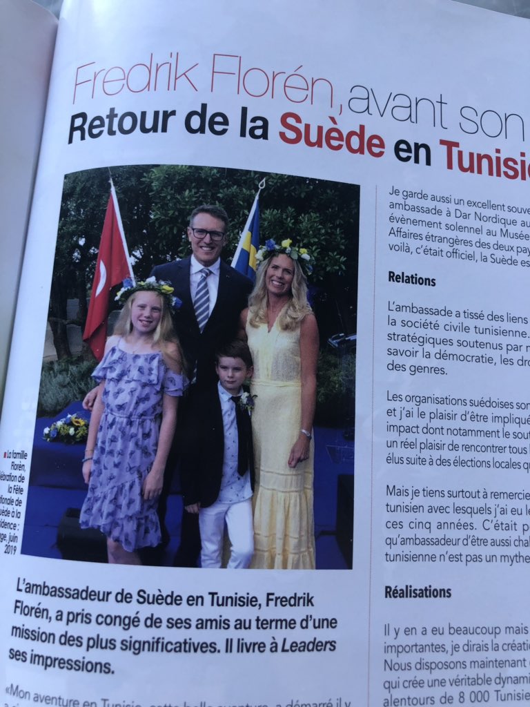 FredrikPFloren's tweet image. Notre départ s’approche. Je livre mes impressions concernant le retour de la Suède en #Tunisie dans le Leaders Magazine. 🇸🇪🇹🇳
