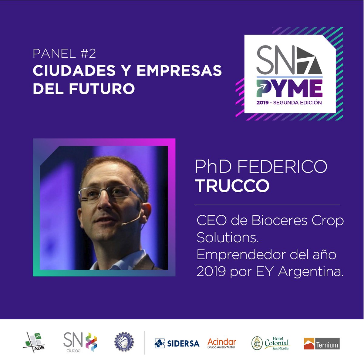 adesannicolas's tweet photo. En esta segunda edición de SN PYMES, el PhD Federico Trucco, CEO del Grupo Bioceres junto a la Dra. Diana Mondino, Economista. Directora de Relaciones Institucionales de UCEMA disertarán sobre Ciudades y Empresas de Futuro en el Panel 2. 👉 https://t.co/ZgPMgwBp7O
#adesn #SNPyME https://t.co/ymFnn7NDXP