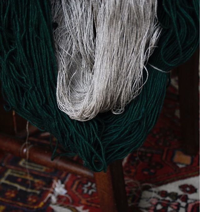 mujostore's tweet photo. Natural linen and naturally dyed forrest green wool skeins awaiting transformation. #naturallydyed #slowfashion #sustainablefashion #ethicalfashion #mujobyelizabethleslie #mujostore #slowmade #slowdesign #naturalfibers #yarn #weaving #handloom #weaver https://t.co/0YkHIuus5m