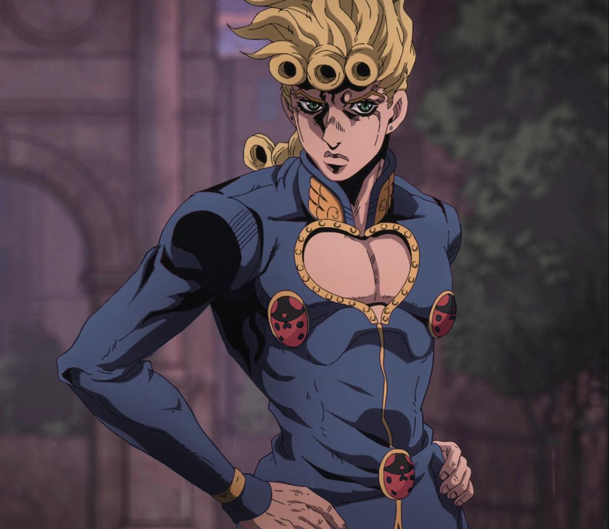 Most people make a serious mistake by recoloring anime Giorno. They usually just rotate the hue or paint it in very bright and saturated blue tones. Using gradient maps with less satured colors and overlaying some pink light I managed to make it more aesthetically pleasing.