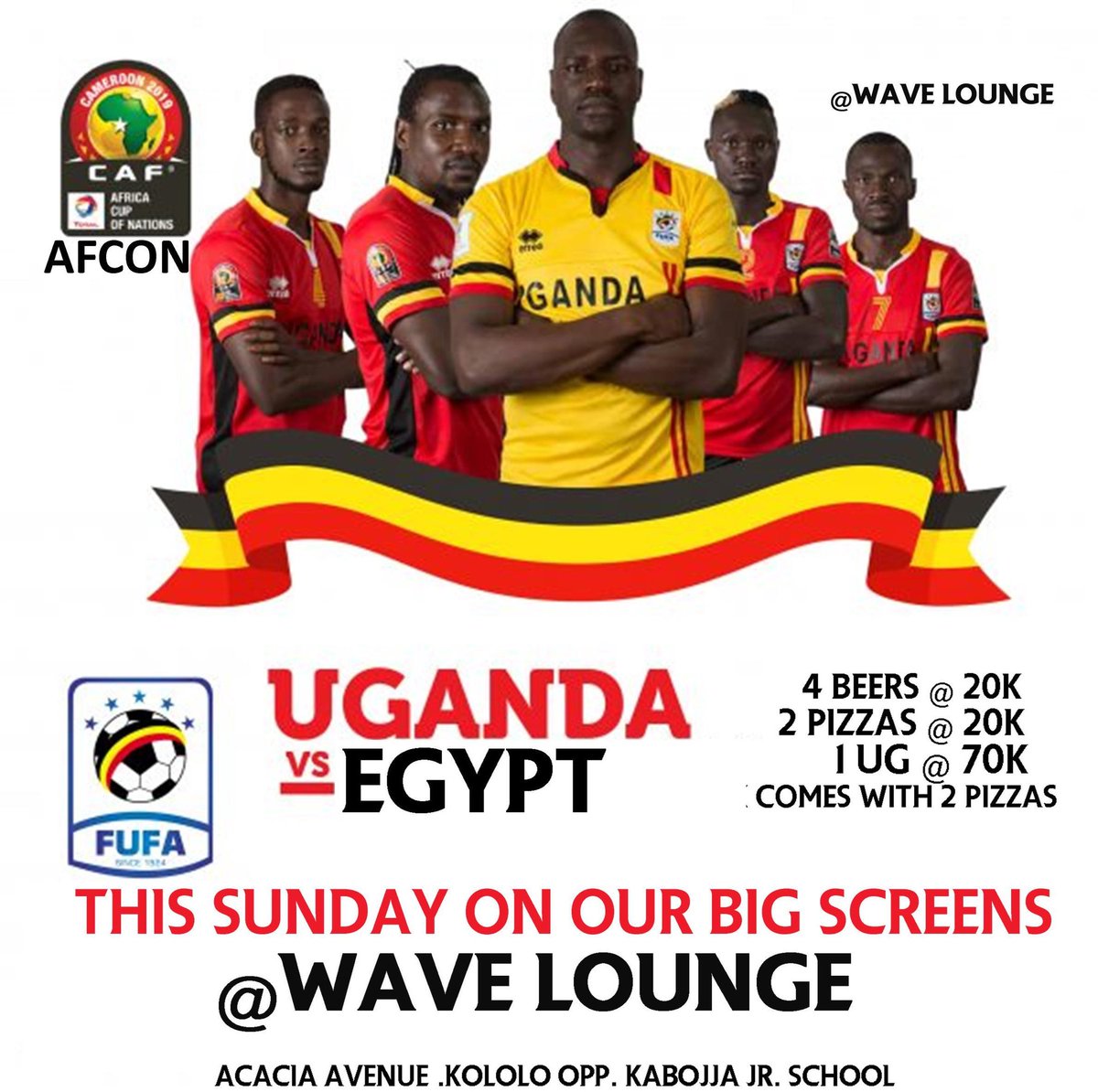 MbabaziFaith7's tweet photo. Hey tweeps..it's a Sunday again n guess wat😊 the Uganda_Egypt match is gonna be live on screens..
Do you really know how it feels watching wen yo on a cold beer refreshing😘😋😋
#Waveclub is the place to go
#ug70kwith2pizzas #pizza20k
@ClareKarungi @SpinzUg https://t.co/d7e1oAA2Dt