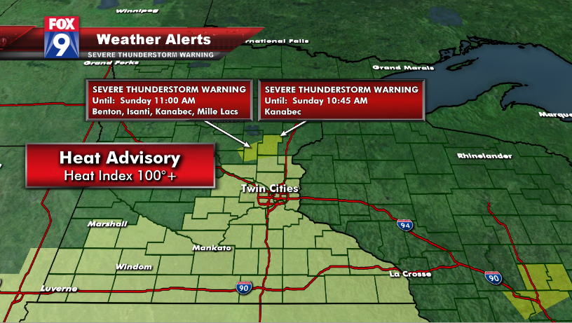 AlexLCBS4's tweet image. What was an Excessive Heat Warning, now a Heat Advisory. Still going to feel very hot and humid today. #MNHeatWave