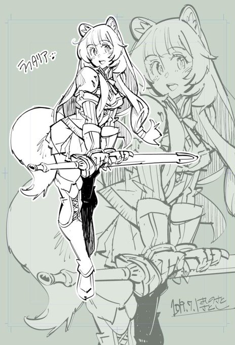 らくがき盾の勇者のラフタリアちゃんアニメの絵描くのいつぶりだろうか… 