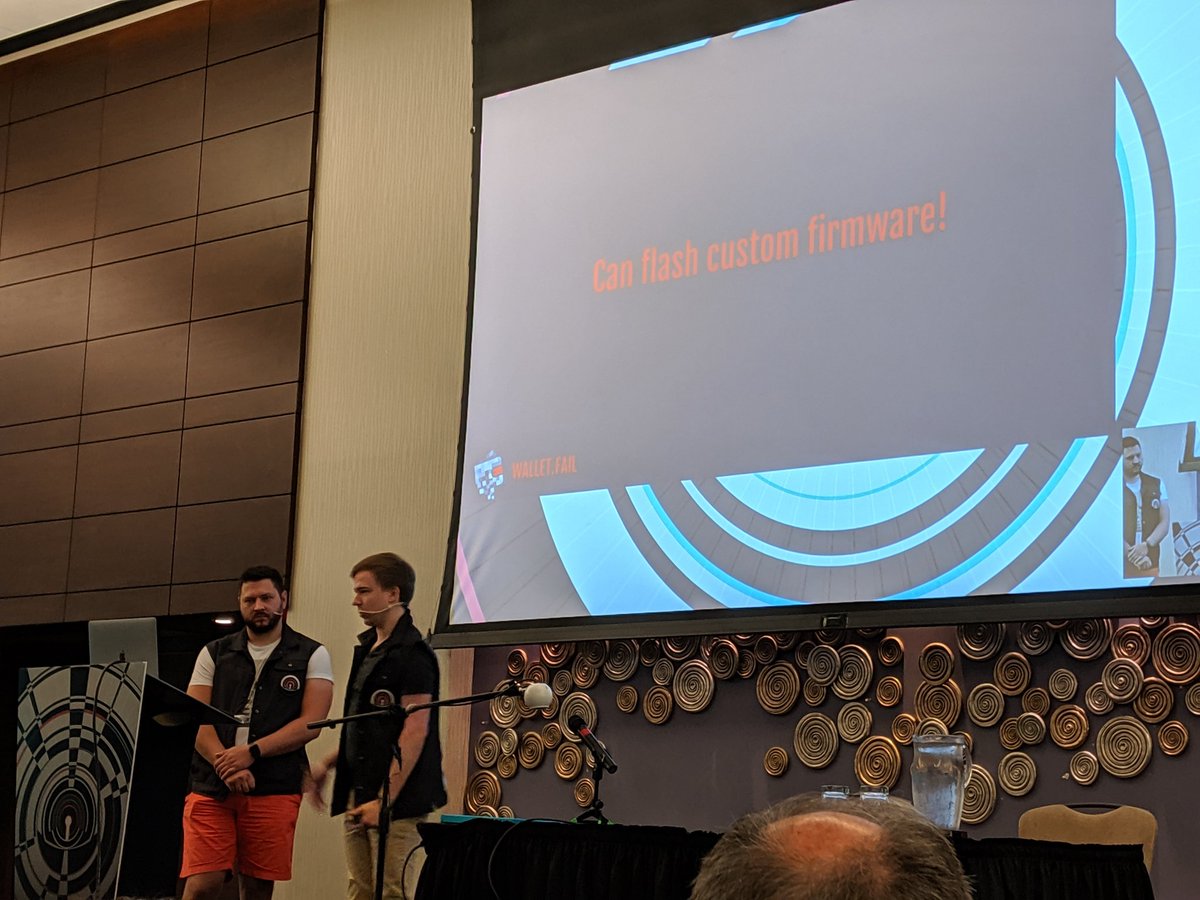 Surprise talk by <a href="/nedos/">Dmitry Nedospasov</a> and <a href="/StackSmashing/">Thomas Roth</a> on hardware attacks against crypto currency wallets. <a href="/reconmtl/">REcon</a>

"What do millennials do when they can write custom firmware? Snake! We could play Snake on the Ledger."