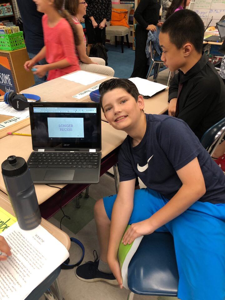 bchsspas's tweet photo. Some students chose to make videos for topics such as longer recess, more gym class, food waste, and recycling. https://t.co/nX7Jfy39pX