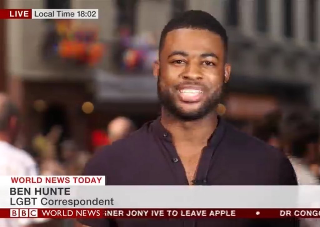 BenInLDN's tweet photo. Being live across the BBC from Stonewall &amp; NYC Pride feels like a dream! 🏳️‍🌈 Having my boyfriend alongside me is making it even more magical ❤️ https://t.co/g2e7gjI2Cv
