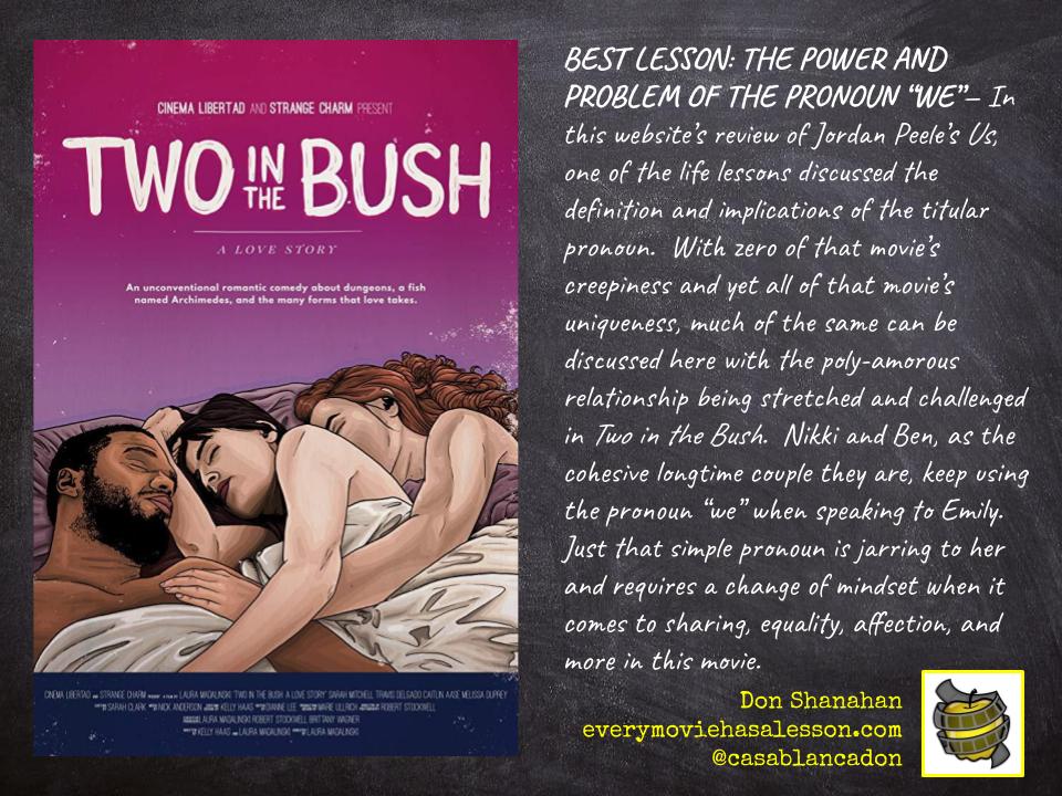 casablancadon's tweet photo. Part of @RomComFestival conceived by @mirayaberke, Laura Madalinski's TWO IN THE BUSH presents an honest tale of such a three-wheeled romance. #RomComFestLA #everymoviehasalesson #blackboardreviews https://t.co/L2FDXVdFRt https://t.co/Y9n95a6BdY