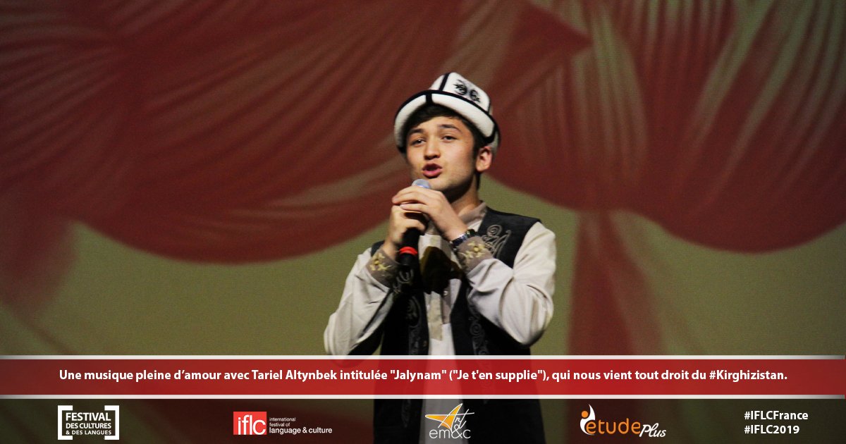 A music full of love with Tariel Altynbek entitled "Jalynam" ("I beg you") from #Kyrgyzstan. 

Live streaming : youtube.com/watch?v=-OvEjq…

#FCLGala2019 #FCL2019 #IFLCFrance #IFLC2019 #Paris