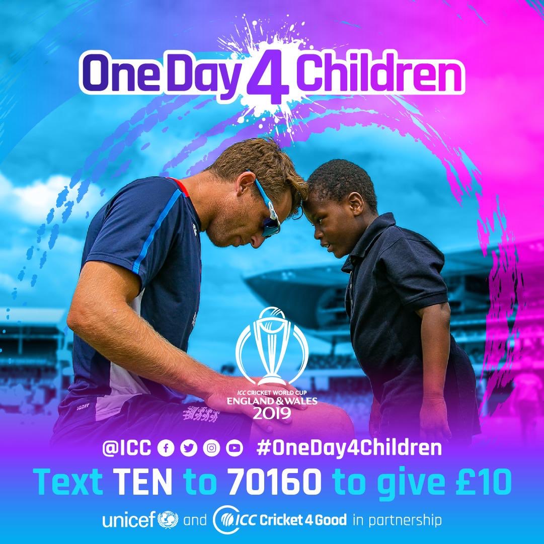 Today is #OneDay4Children! 🙌 The world of cricket will unite to raise vital funds for @UNICEF to help children around the world learn, play and be healthy. You can play your part by donating by text or here: unicef.uk/cricket