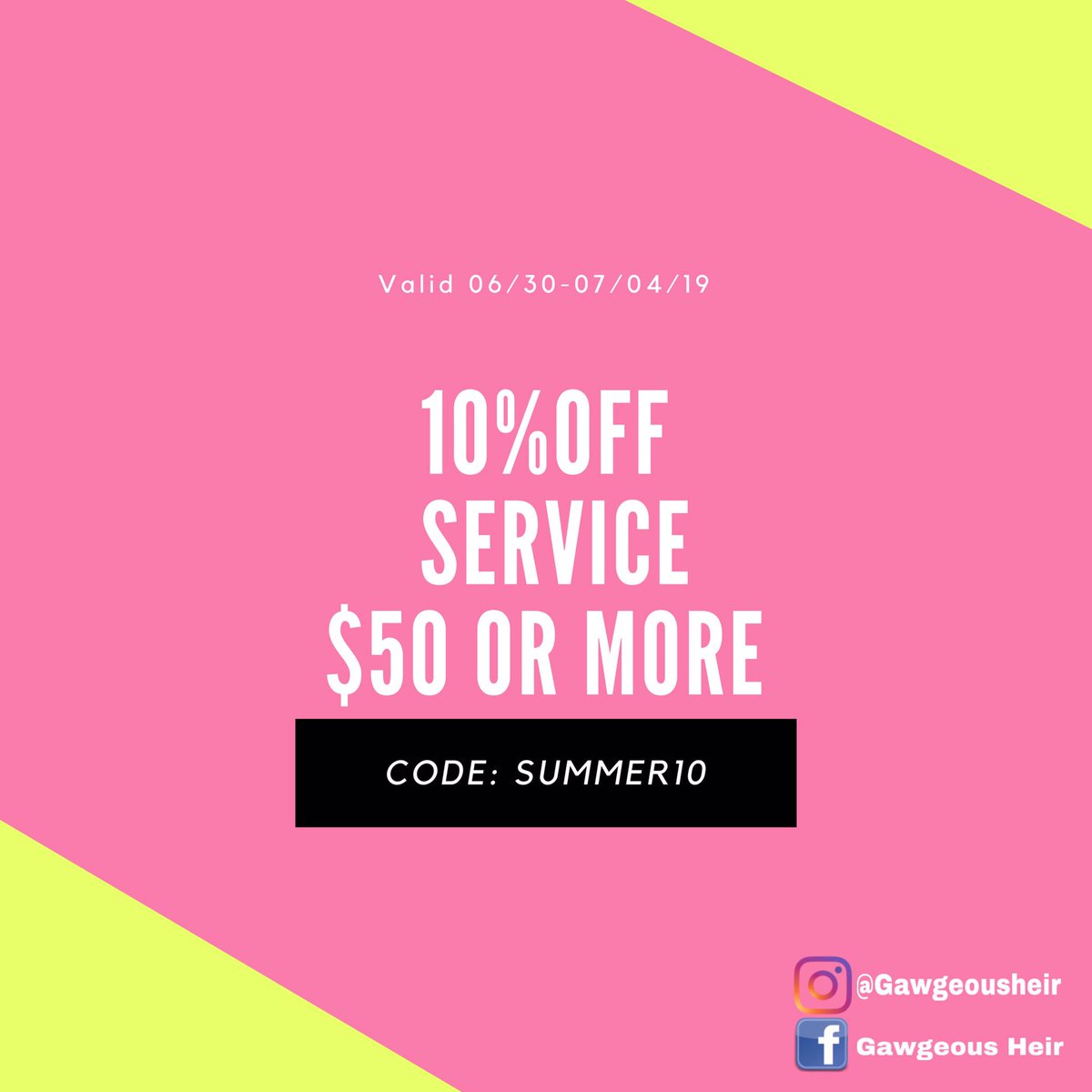 _just_gawgeous's tweet photo. Retweet, like, and book💋
💗 Wig Construction $75 with code. 
💗  10% OFF Service $50 or more with code
💗 Valid: 06/30- 07/04/19
💗Deposit required
💗Link in Bio, BOOK NOW
#issasale
#biloxihairstylist #bookwithme 
#louisianahair #su23 #lsu23 #selu23 #bogalusahair #brhair llk🦋 https://t.co/t355gClPyu