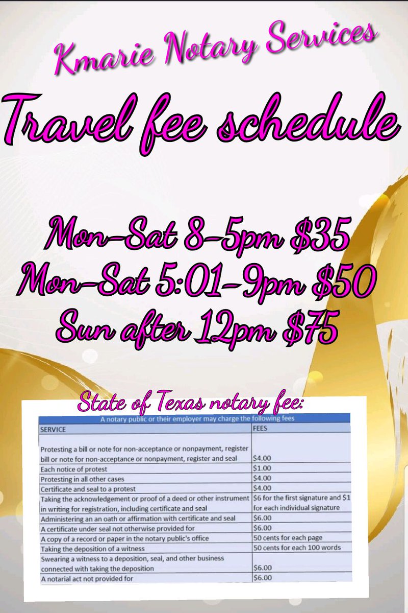 Texas Notary Fee Chart